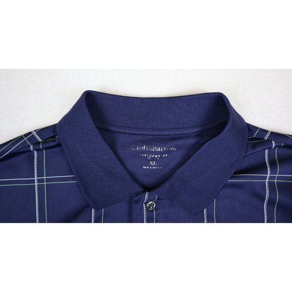 CROFT & BARROW - PERFORMANCE MEN'S BLUE PLAID SHORT SLEEVE POLO SHIRT - SIZE XL - Picture 4 of 7